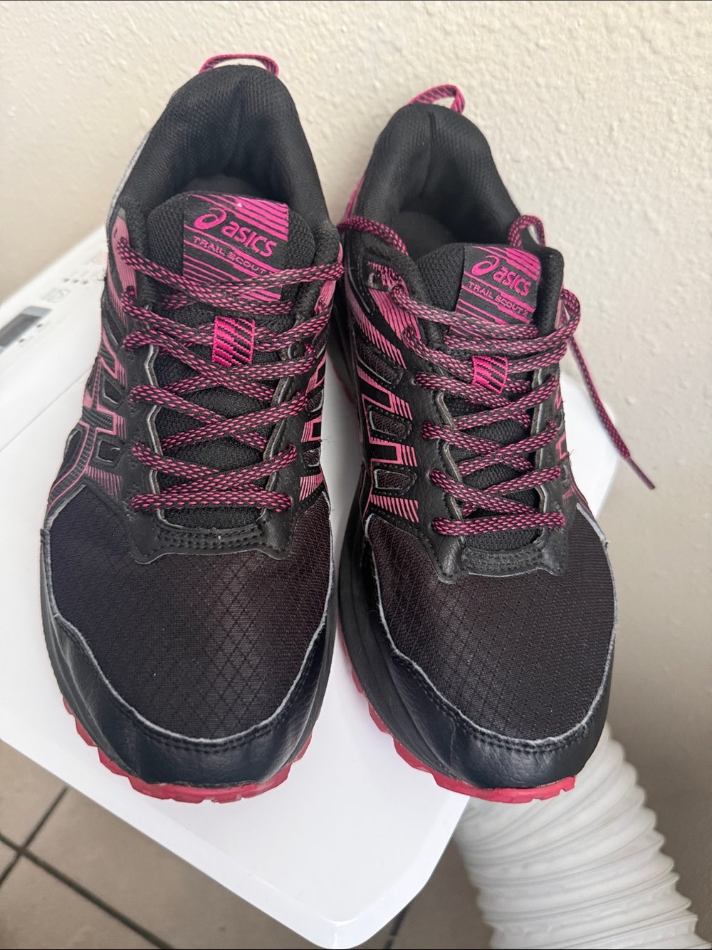 ASICS Women's Black and Pink Athletic Trail Sneakers